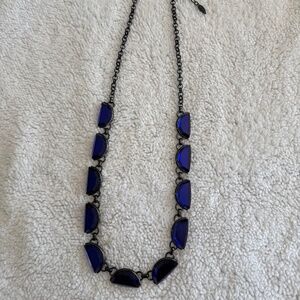 Coldwater Creek Crescent Gem Long Necklace Blue